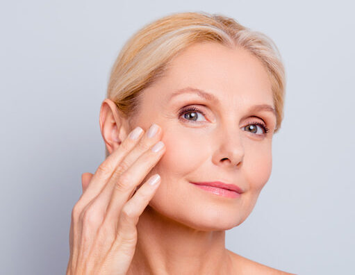 confident senior woman with glowing skin
